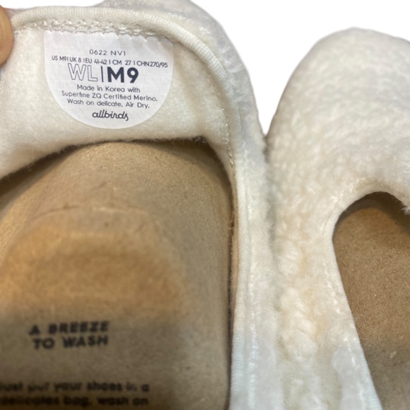 Allbirds Mens Wool Lounger Fluff Natural White Fleece Slippers Size 9 Casual NIB main image 9